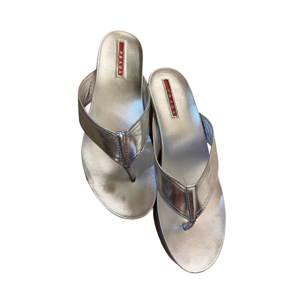 Prada Metallic Silver Women's Platform Heels